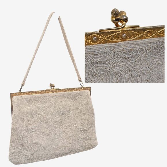 Vintage Art Deco Beaded Purse Bag Kisslock Top Handle 6"x8" READ description - Picture 1 of 12